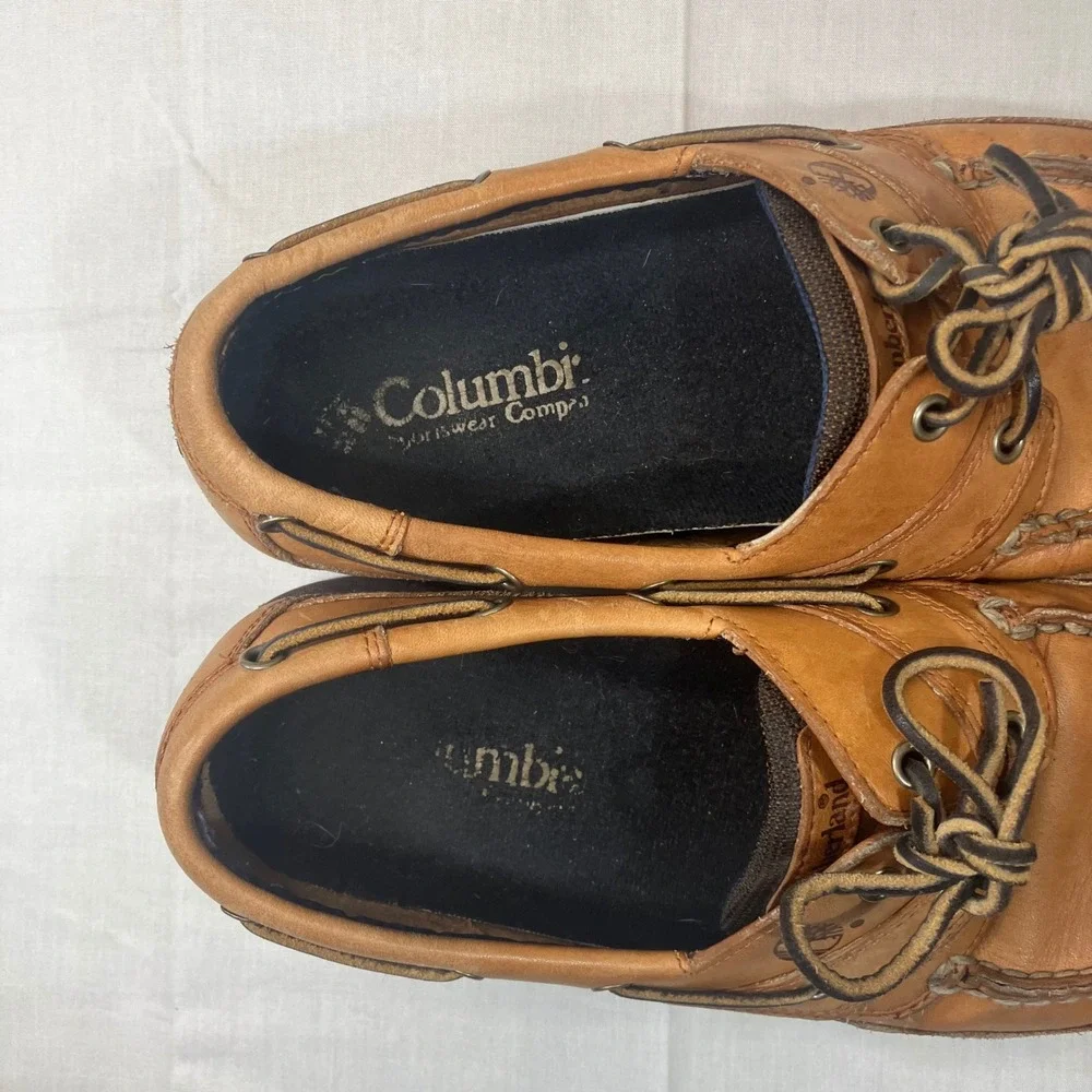 Timberland Mens 10M Tan Brown Leather Boat Shoes Deck Loafers 72039